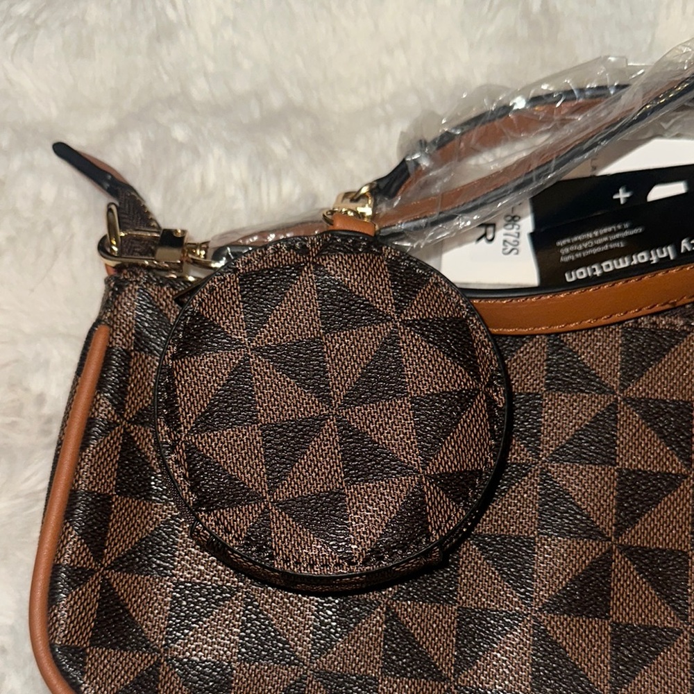 Stylish Brown Geometric Pattern Bag Set - image 6